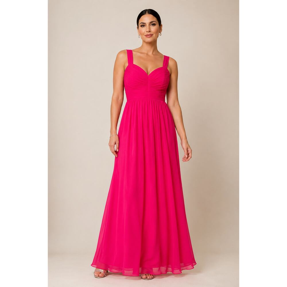 Wtoo by Watters Bright Pink Chiffon Gown Size 12 Formal Bridesmaid Dress